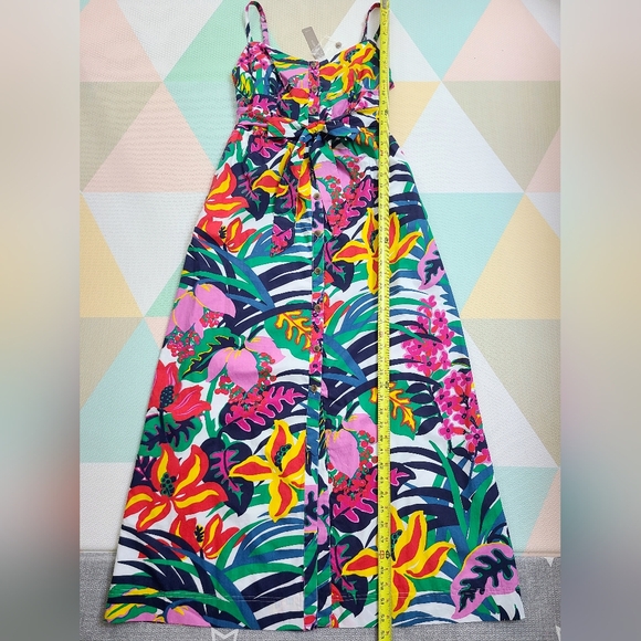 J Crew Multicolor Floral Spaghetti Strap Maxi Dress Size 10 Belt Tie Vacation - Picture 14 of 16